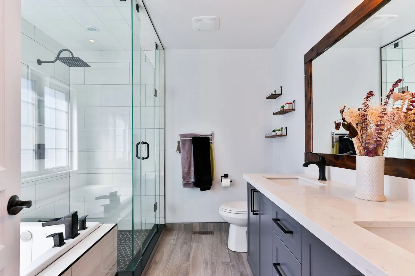 Clean renovated bathroom vanity