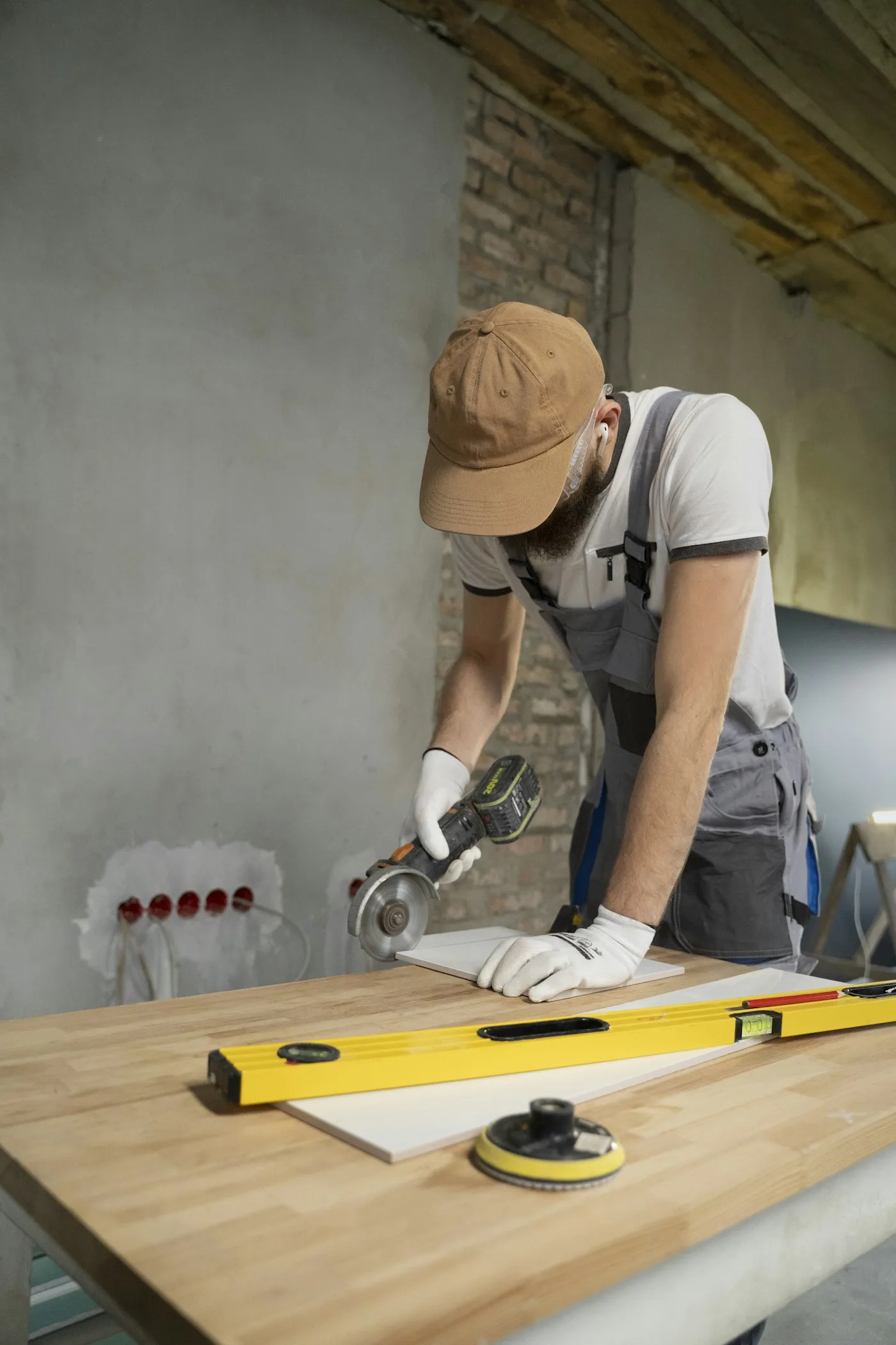 Close-up of woodworking on a home project