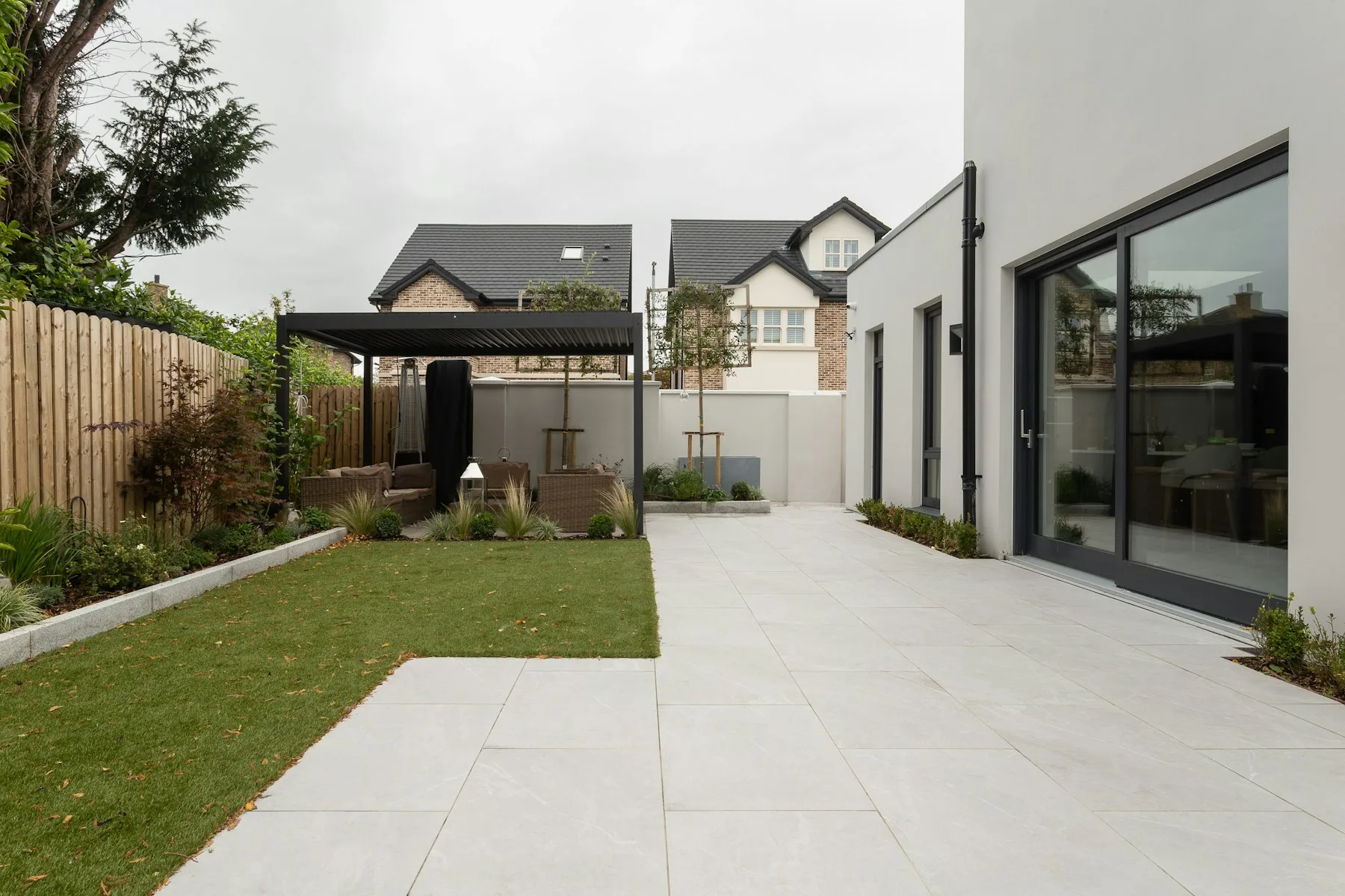 Home exterior with a covered patio